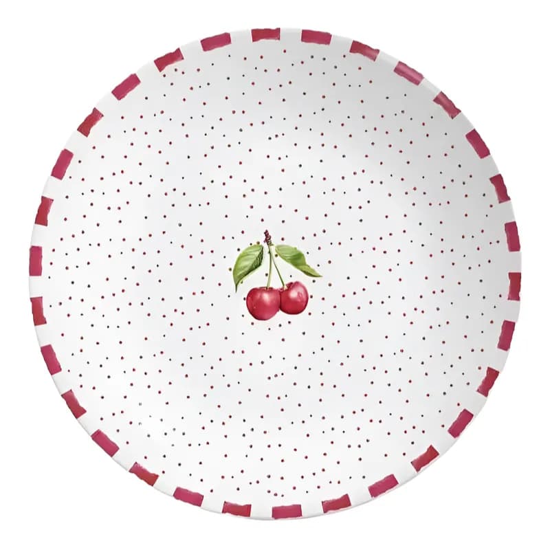 Prato Raso 29cm e Sobremesa Amarena Cereja Cerâmica - Alleanza
