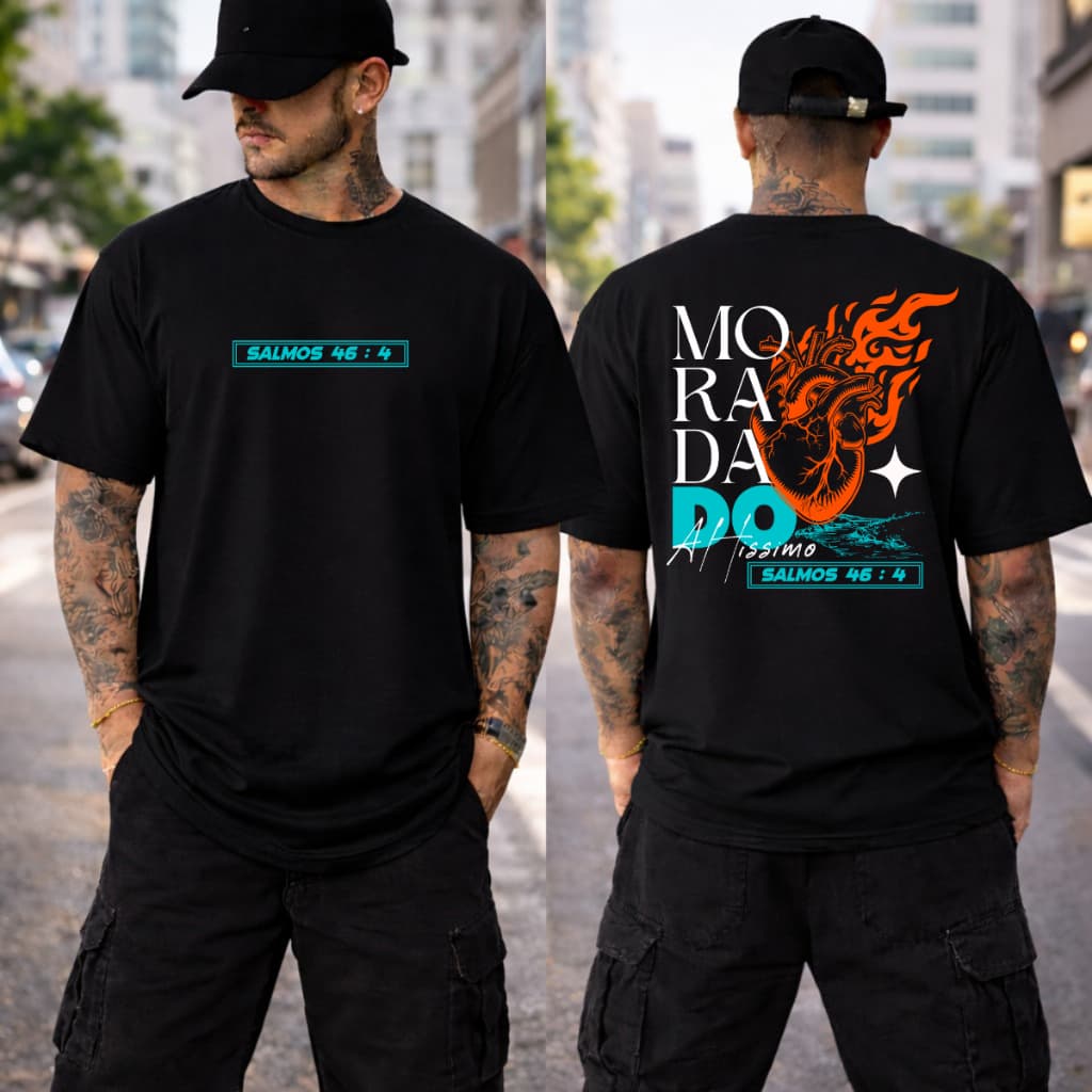 Camiseta Masculino Feminina Oversized Streetwear Gospel Cristã Blusa Larga Algodão Salmos 46:4