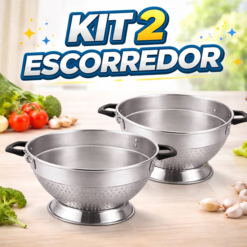 2 Escorredor de Macarrão Alumínios 5 Litros Arroz Legumes Massas Restaurantes Cozinhas Resistente
