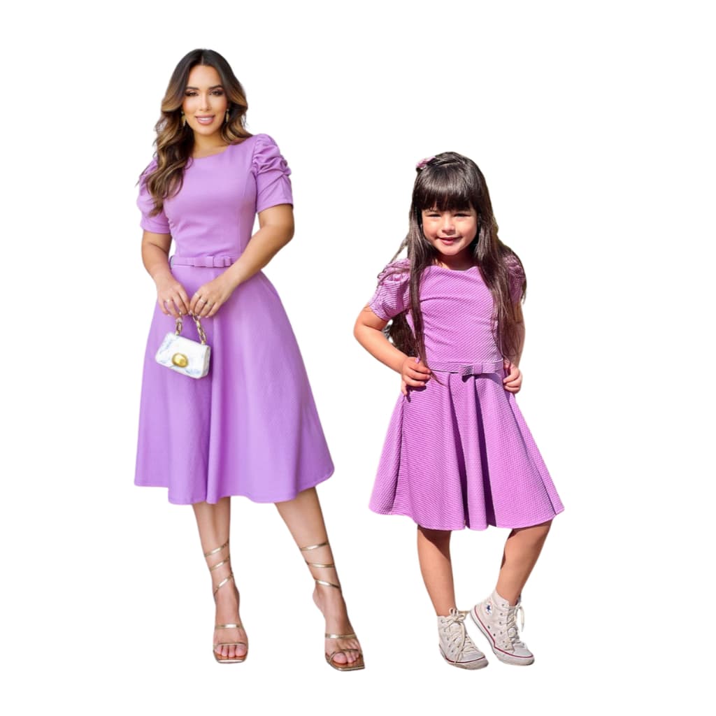 KIT MÃE E FILHA VESTIDO DE LACINHO MODA EVANGÉLICA ELEGANTE