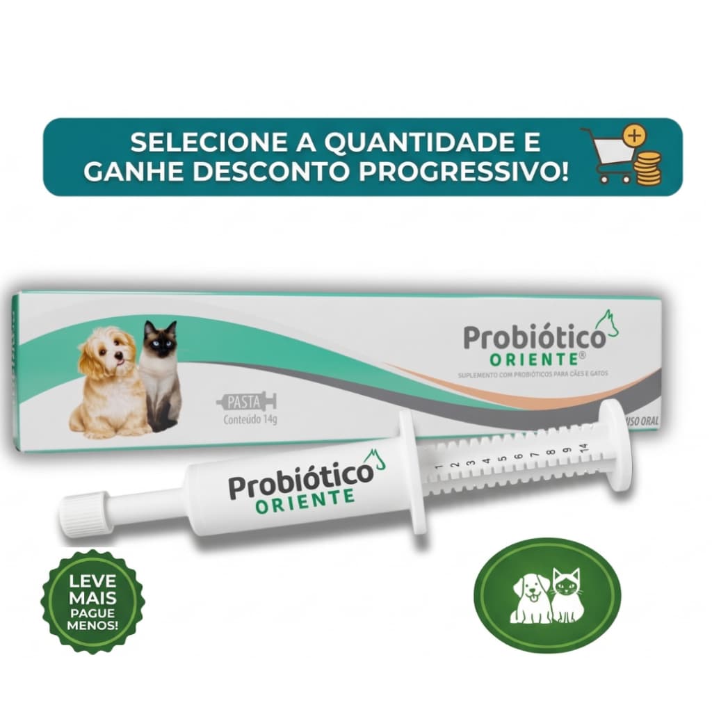 Probiótico Cães e Gatos Seringa 14g Sabor Churrasco Oriente