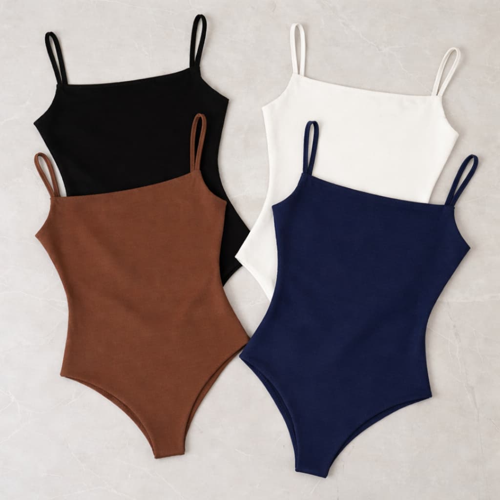 KIT Com 4 Body Bori Bodi De Alçinha Regata Com Decote Quadrado Versátil Casual Moda Tendência.