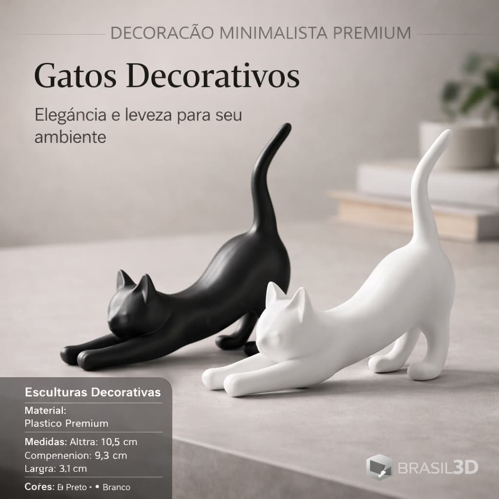 Gatos Decorativo Kit Minimalista Moderno Quarto Sala Presentes Felino Luxo Escritório Cozinha Beleza
