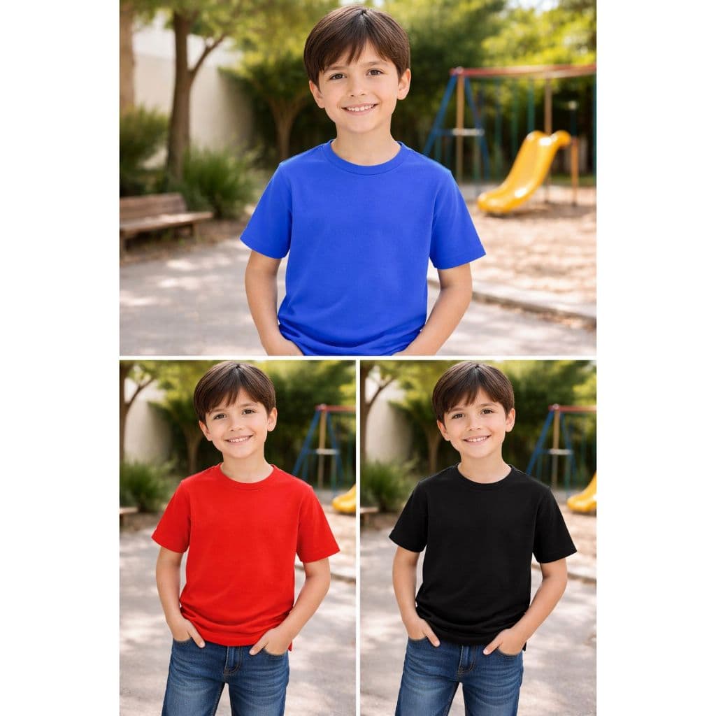 Kit 3 Camiseta Infantil Lisa Básica Premium Promoção