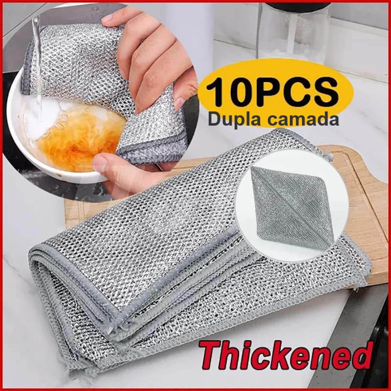 Pano de Lavar Louça com Fio de Aço Dupla Face – Anti Gordura para Cozinha