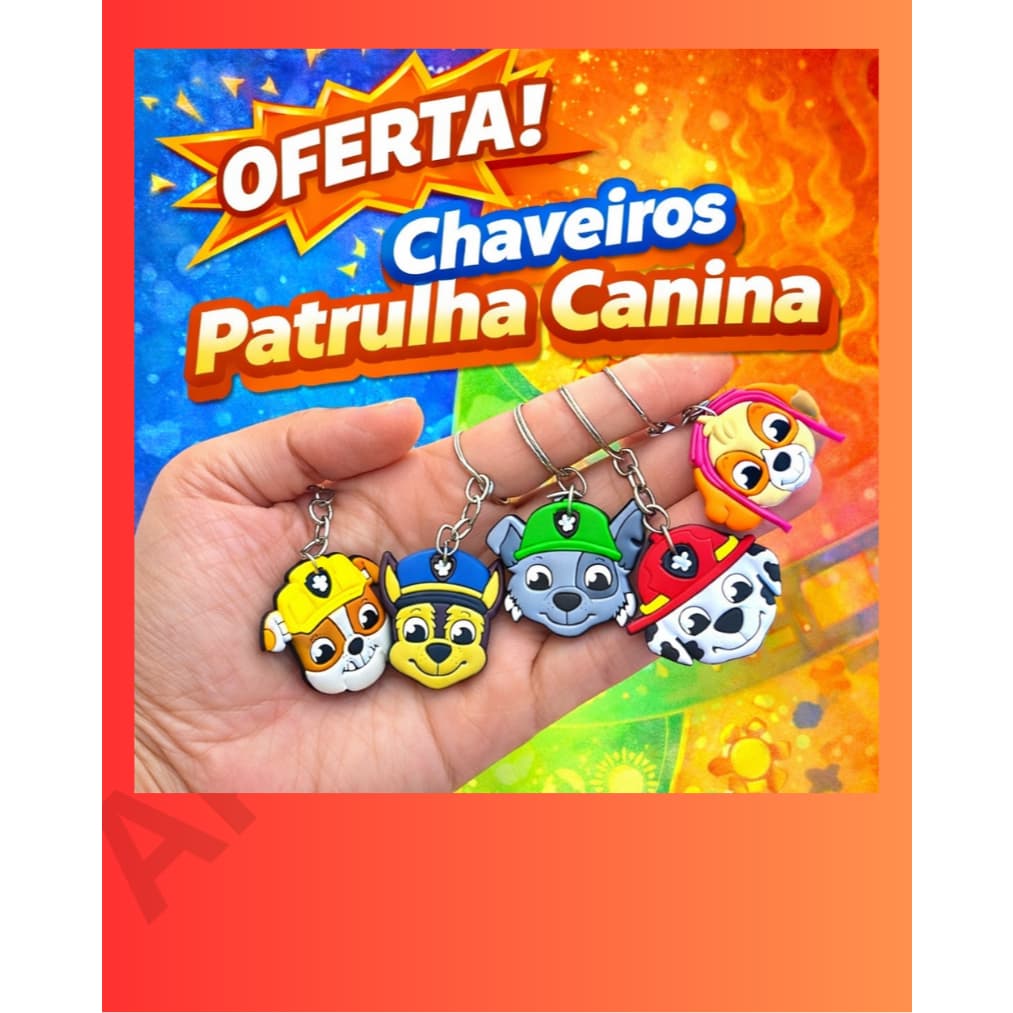 Chaveiros Lembrancinha P Canina Festa Aniversário Infantil Tema Kit 10/20/30/40/50