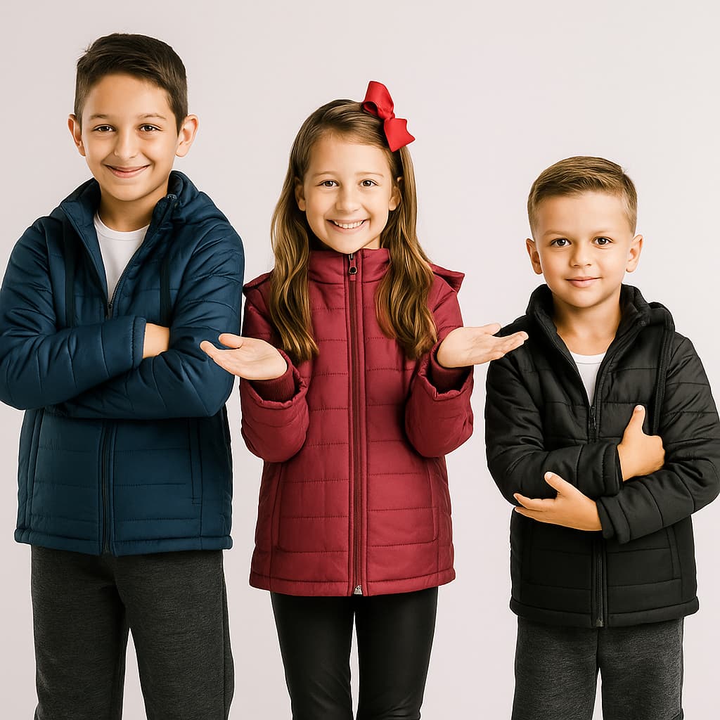 Jaqueta Casaco Puffer Juvenil Menino Menina Forrado Capuz Resistente Água Jaqueta Inverno Térmica