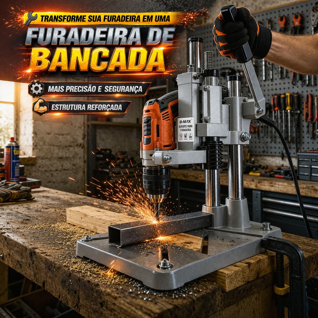 Suporte para Furadeira Bancada Profissional Base Furadeira Vertical Drill Press Ajustável Alavanca