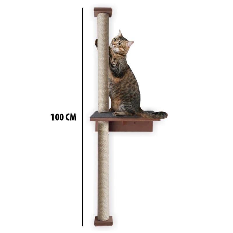 Arranhador para gatos de parede de sisal 1 metro  com prateleira e carpete