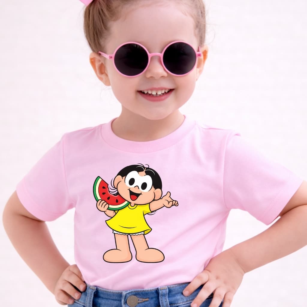 Camiseta Infantil Magali Turma Da Mônica Tecido 100% Algodão Blusinha Juvenil Fofa