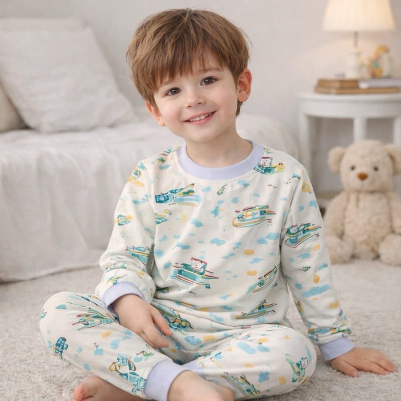 Kit 8 Peças Pijama Infantil Masculino – 4 Camisas Manga Longa + 4 Calças