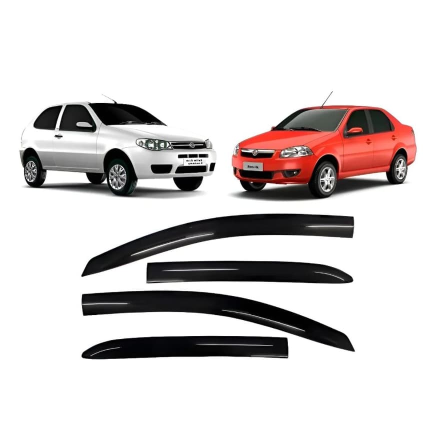 Calha Defletor de Chuva Fiat Palio e Siena 1996 a 2013 4 Portas Acrílico Fumê Ecoflex