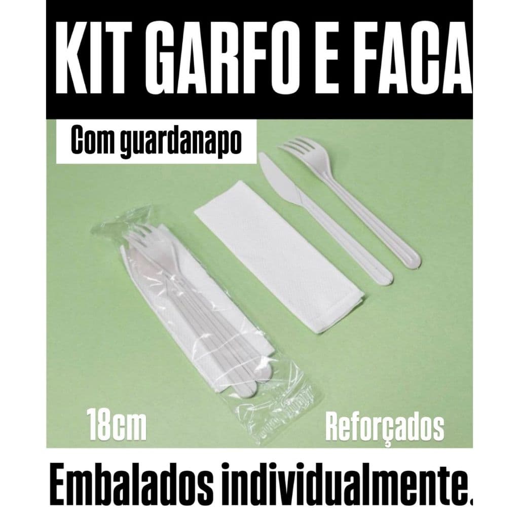 Kit Talheres Refeição Embalados Individualmente Garfo Faca Guardanapo