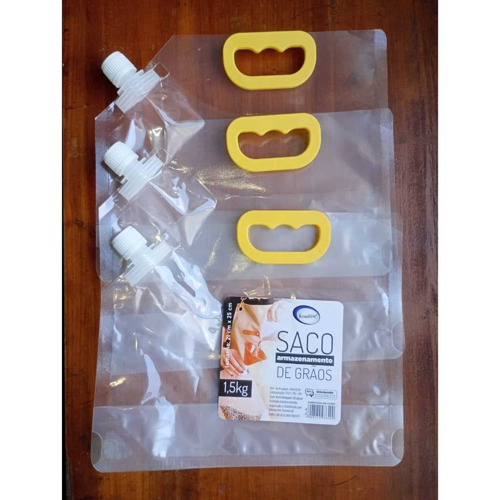 KIT SACOS HERMÉTICOS 1,5 Kg COM TAMPA DE ROSCA – ORGANIZAÇÃO TOTAL NA SUA COZINHA
