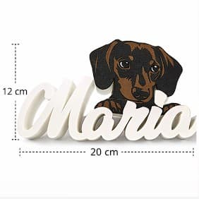 Nome Personalizado com Cachorro Dachshund em 3D PLA 20cm Decoração Presente Pet Porta Quarto