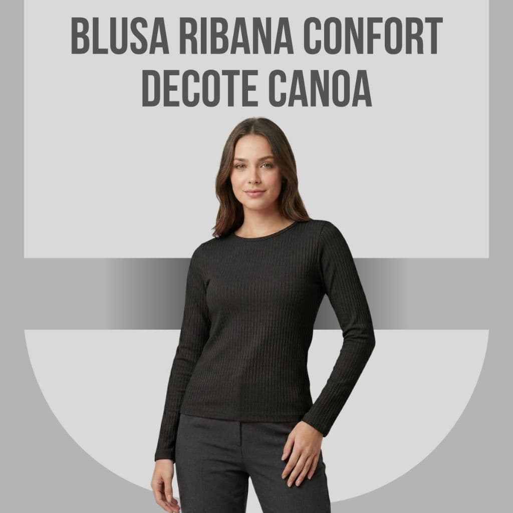 Blusa Feminina Canelada Manga Longa Decote Canoa Básica Estilosa 865A-C1
