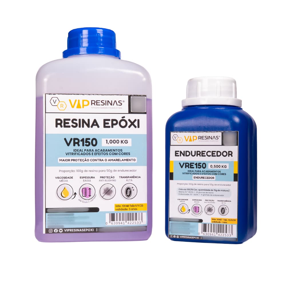 Resina Epóxi + Endurecedor Vr150 Uv 1,5kg Baixa Espessura