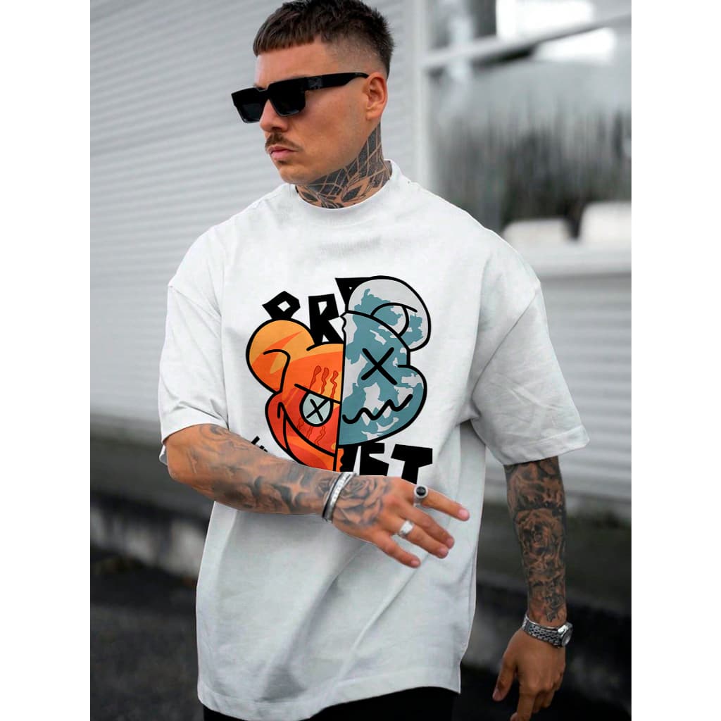 Camisa Blusao Oversized Urso Streetwear Gotico Premium Confortavel Unissex Moda Nova