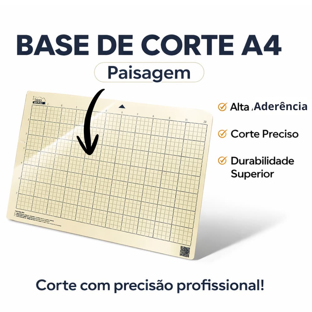 Kit 4 Base de Corte A4 Paisagem TRANSPARENTE (Com Cola) Silhouette Cameo Alta Rigidez
