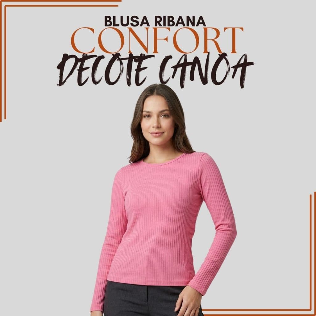 Blusa Feminina Decote Canoa Canelada Manga Longa Conforto Estilo 865A-A