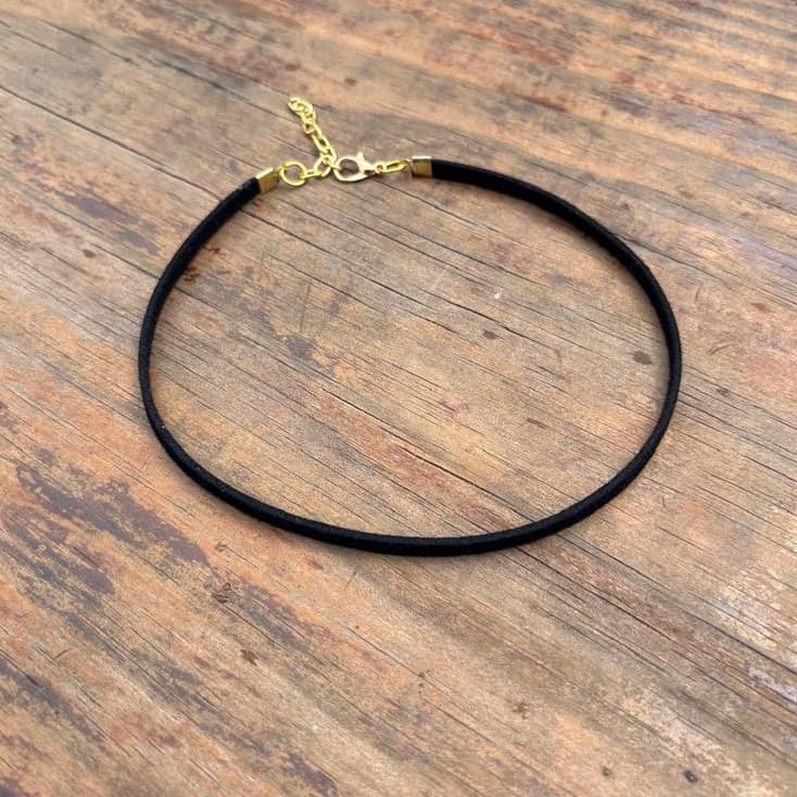 Choker gargantilha fio liso camurça boho estilo country rodeio