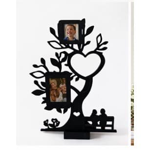 Porta Retrato Árvore em PLA 20cm com 4 Fotos Decoração Romântica Presente Casal Família