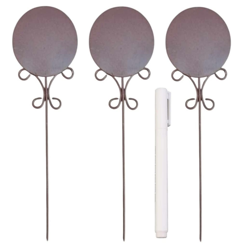 Kit Plaquinha Redonda Personalizável Jardim Decoração Aço Corten Arabesco