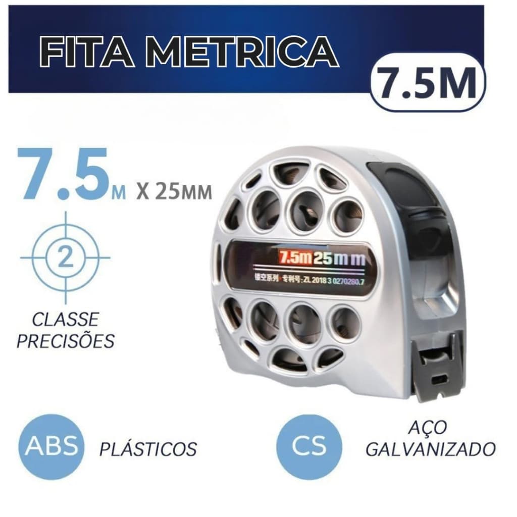 Fita Metrica 7.5M Fita métrica de aço inoxidável de alta precisão