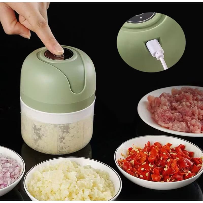 Mini Processador Elétrico USB Portátil Recarregável Triturador de Alimentos Alho Legumes Cozinha
