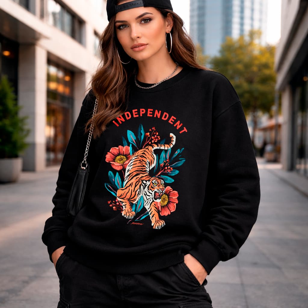 Agasalho Suéter Estampa Tigre Independent Estiloso Moda Feminina Moletom de Qualidade Inverno