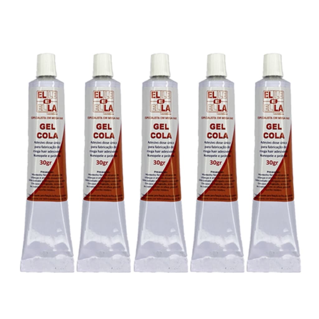 5 Gel Cola Para Fabricação De Mega Hair Na Fita De 30 Gramas