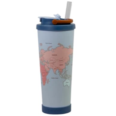 Copo Spring 850ml Viagem | Copo Térmico c/Parede Dupla em Inóx, Base Antiderrapante, Tampa Antivazamento, Canudo + Limpa