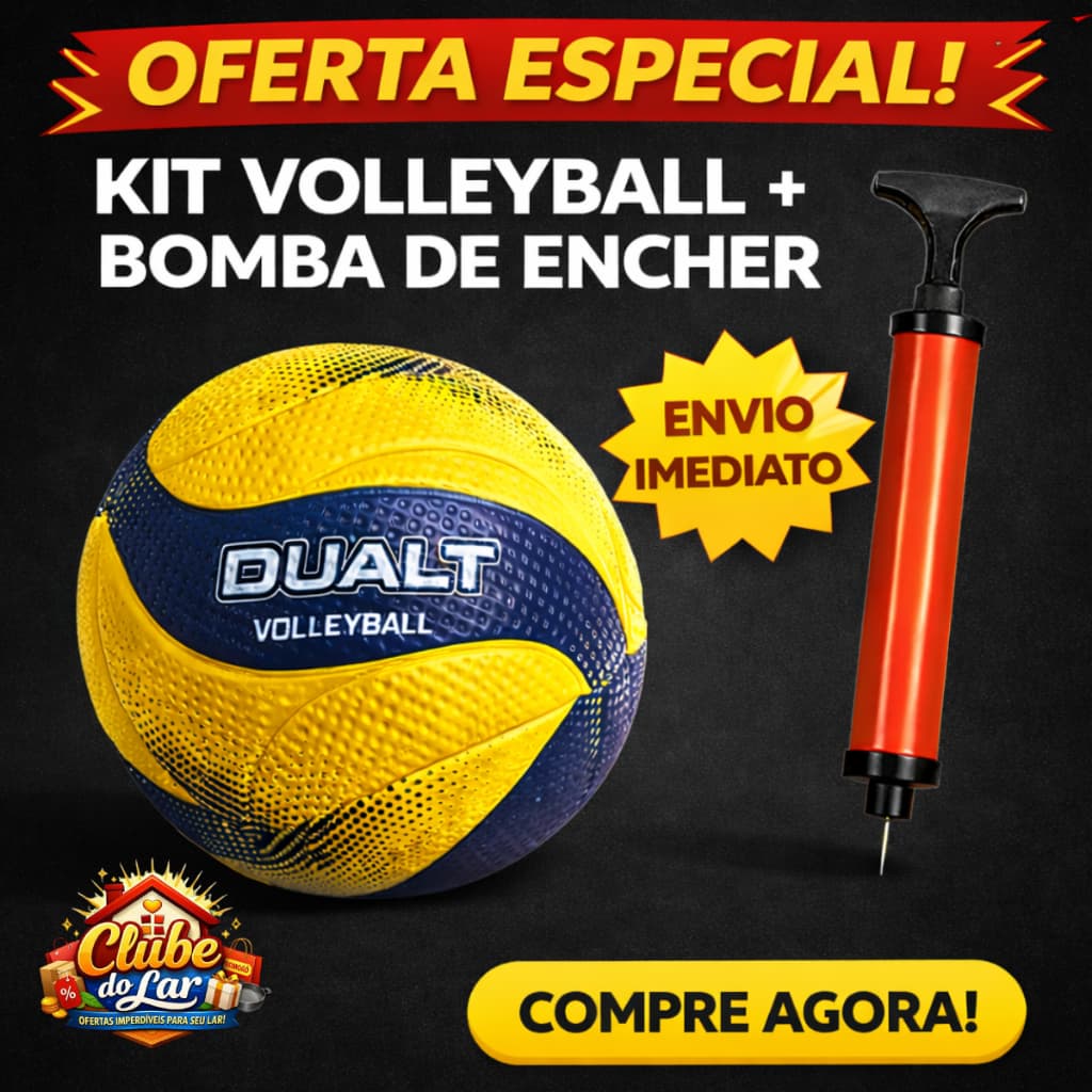 Kit Bola de Vôlei Dualt VP200 + Bomba Encher Profissional Alta Qualidade