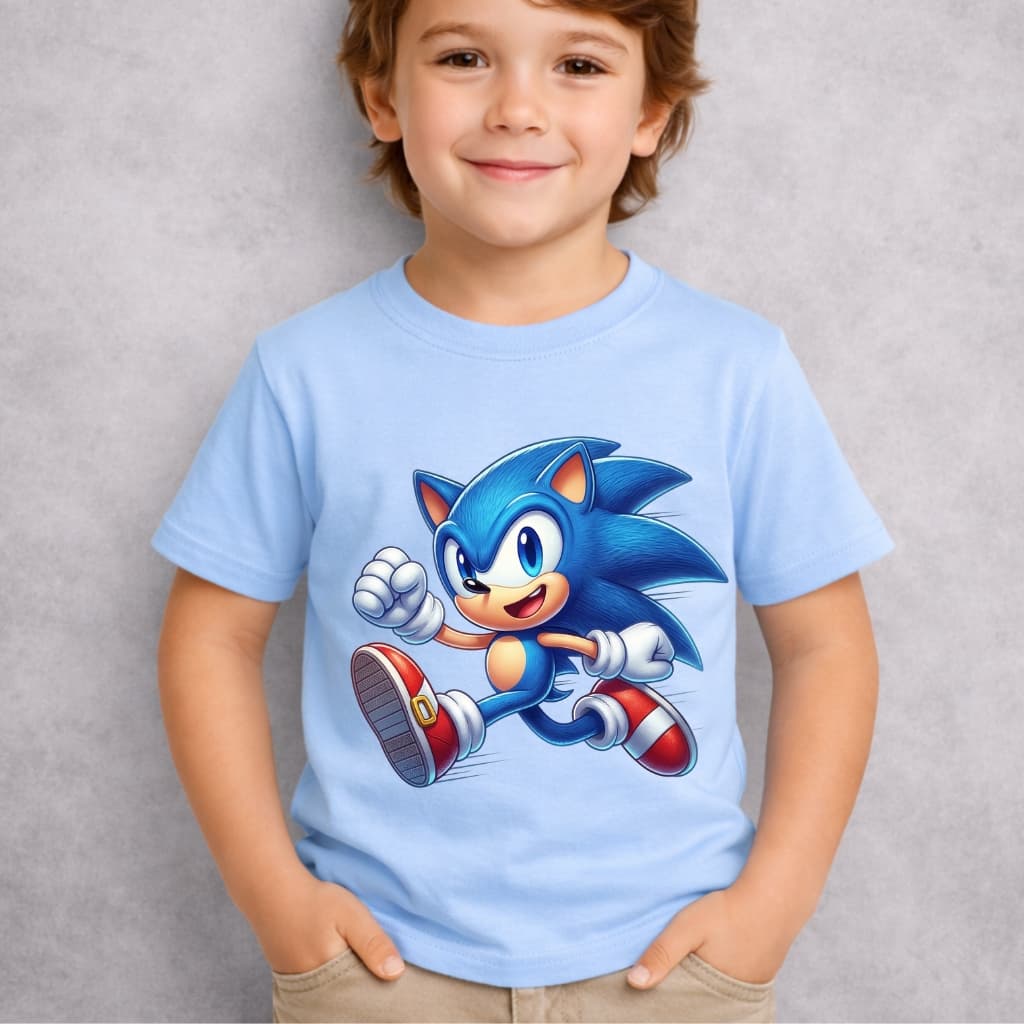Camiseta Infantil Menino Sonic Desenho Animado Video Game Ouriço Corredor Blusa Premium Juvenil TOP