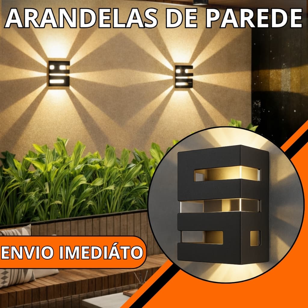 Kit Até 6 Arandela Luminárias De Parede Moderna Interno Externo A Prova D' Água - Envio Rápido