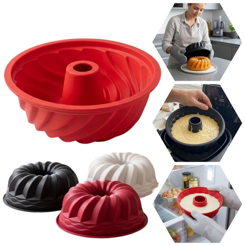Forma Silicone Airfryer Bolo Pudim 16cm 600ml Redonda Forno Geladeira Facil Desenformar