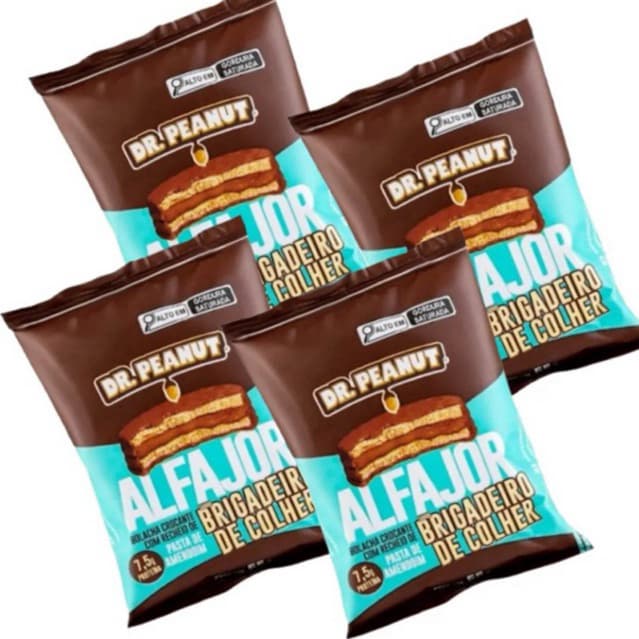 Kit 4 Unidades Alfajor Dr Peanut 55g C/ Whey Sabor Brigadeiro Colher
