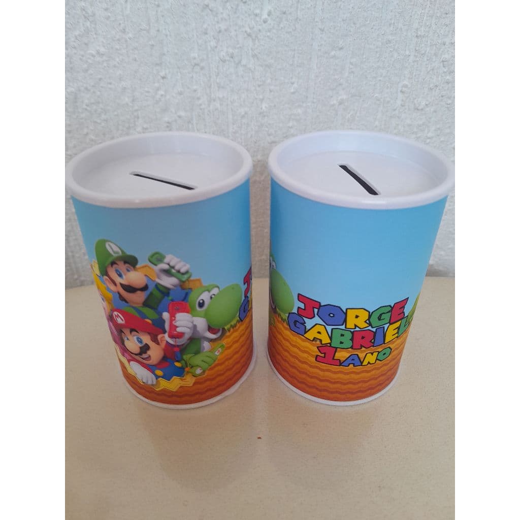 Cofrinho Personalizado +laço + embalagem l SUPER MÁRIO l Lembrancinha Festa Infantil | FAZEMOS TODOS OS TEMAS
