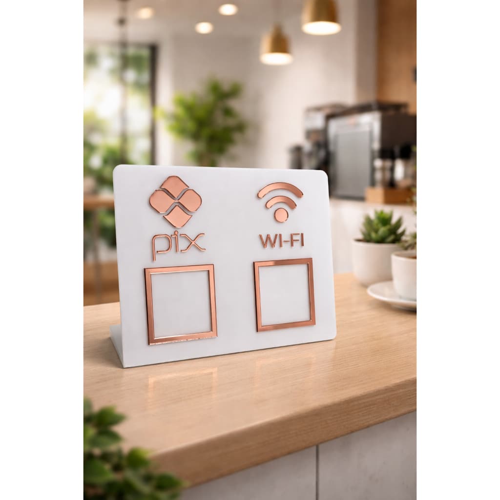 Placa Pix e Wi-fi Display de Mesa e Balcão