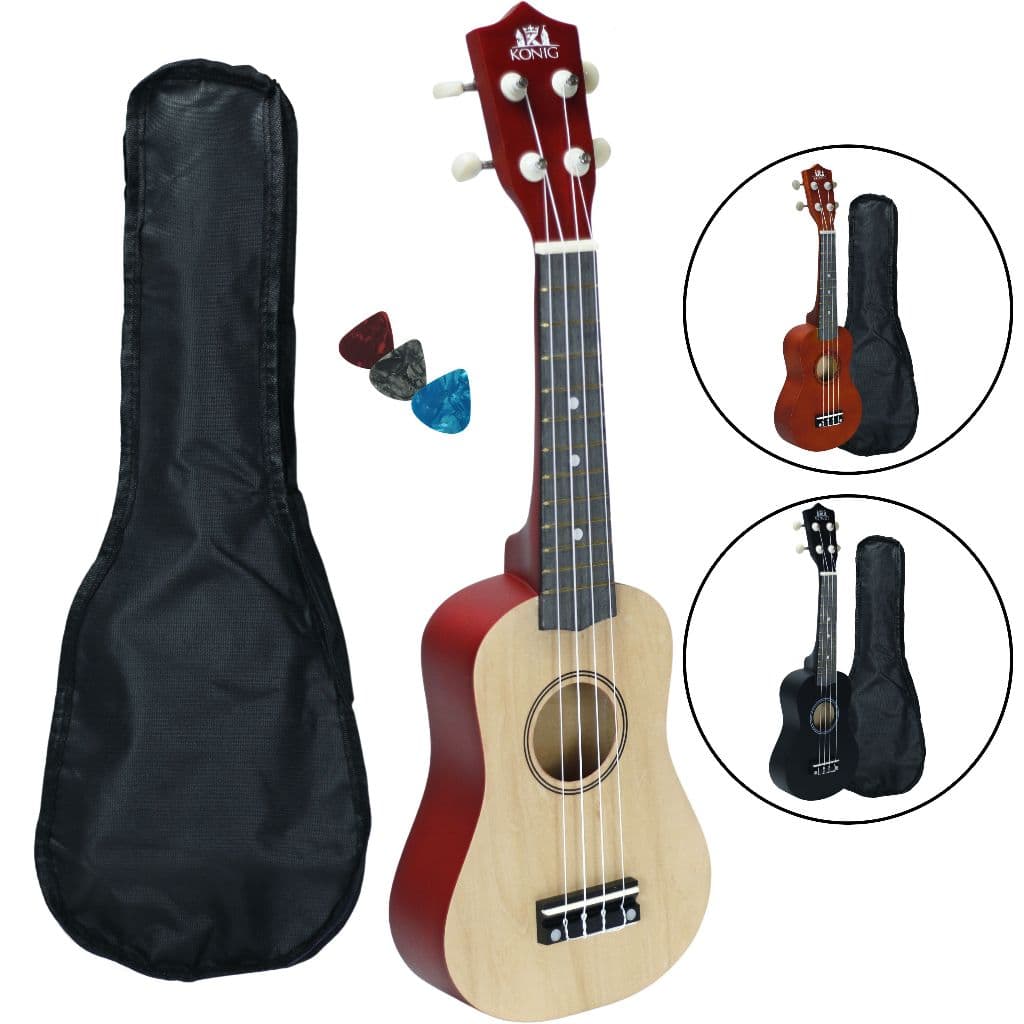 Ukulele Konig Com Capa E Palheta Acustico Profissional Completo