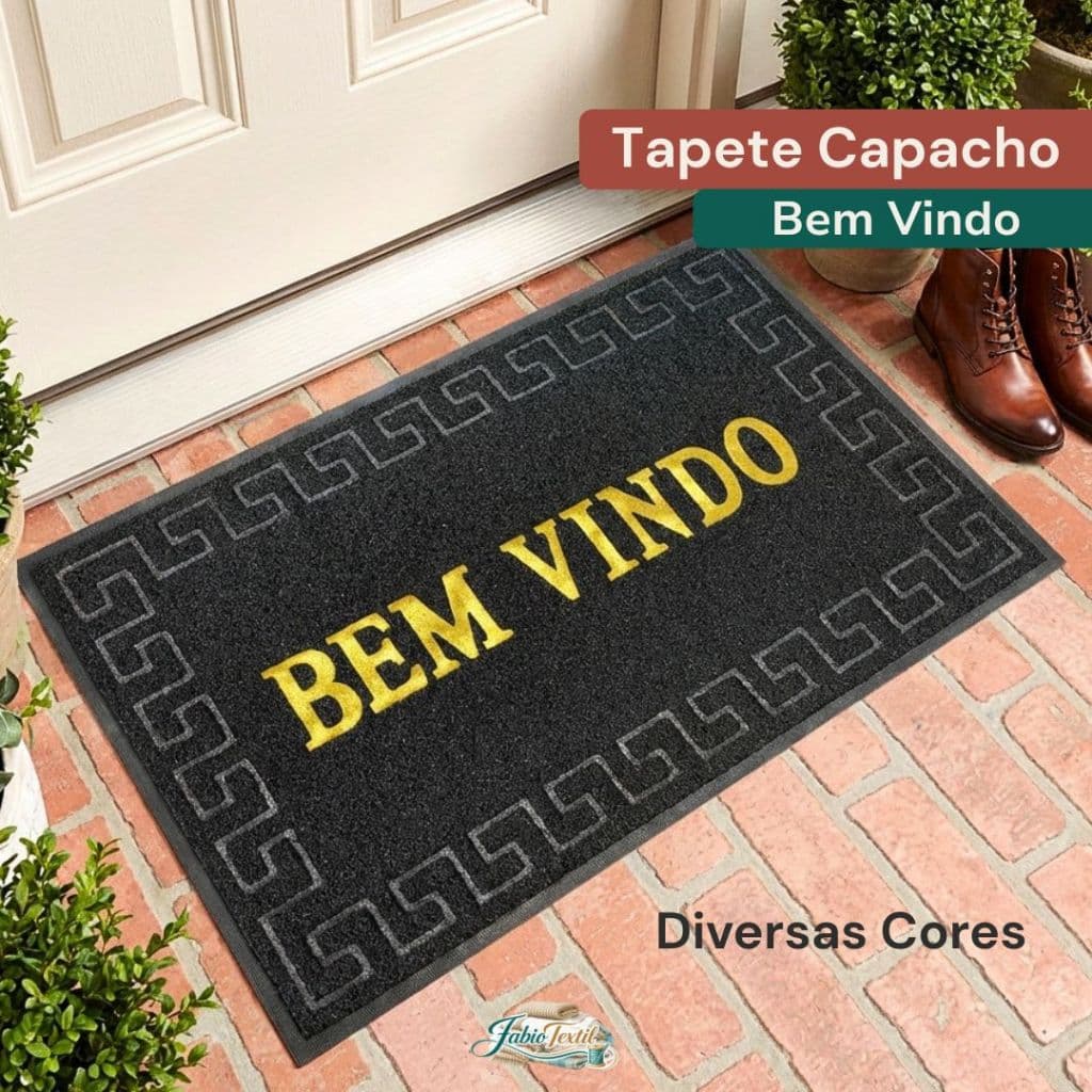 Tapete Capacho Bem Vindo Emborrachado Antiderrapante Para Porta Entrada