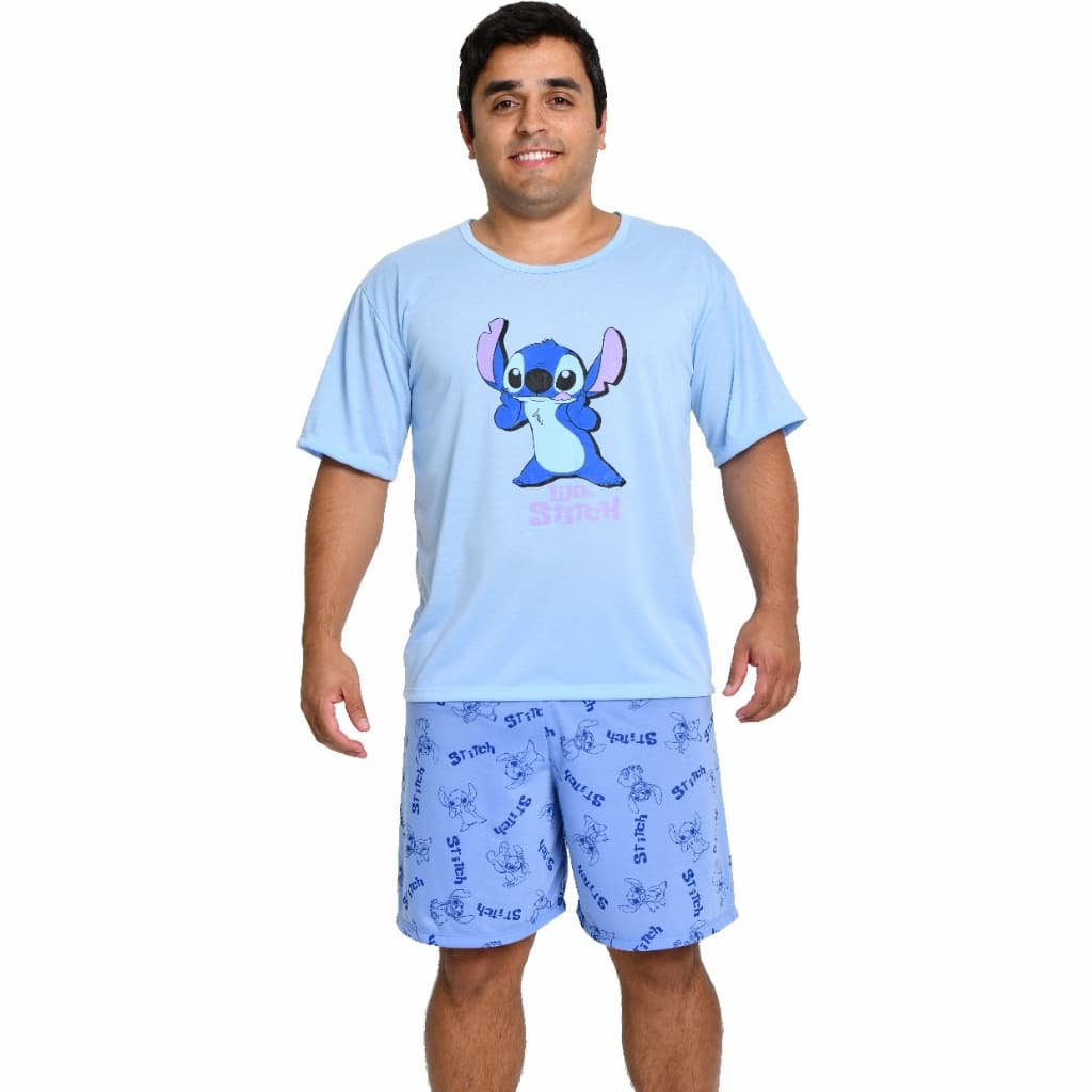 Pijama Masculino Verão Curto com Estampa Divertida Manga Curta E Short