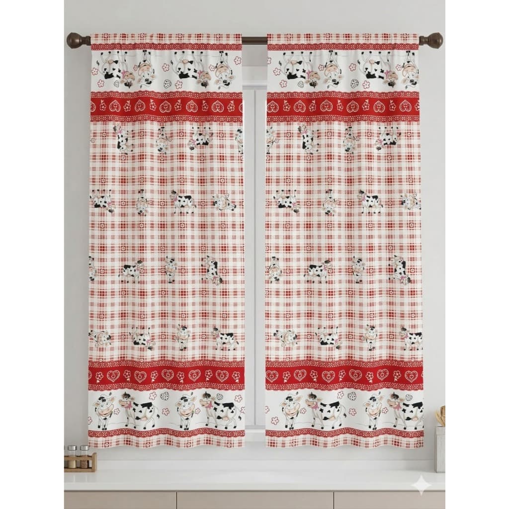 Cortina de cozinha estampada para varão de janela 2m X 1,50m Várias estampas tecido oxford