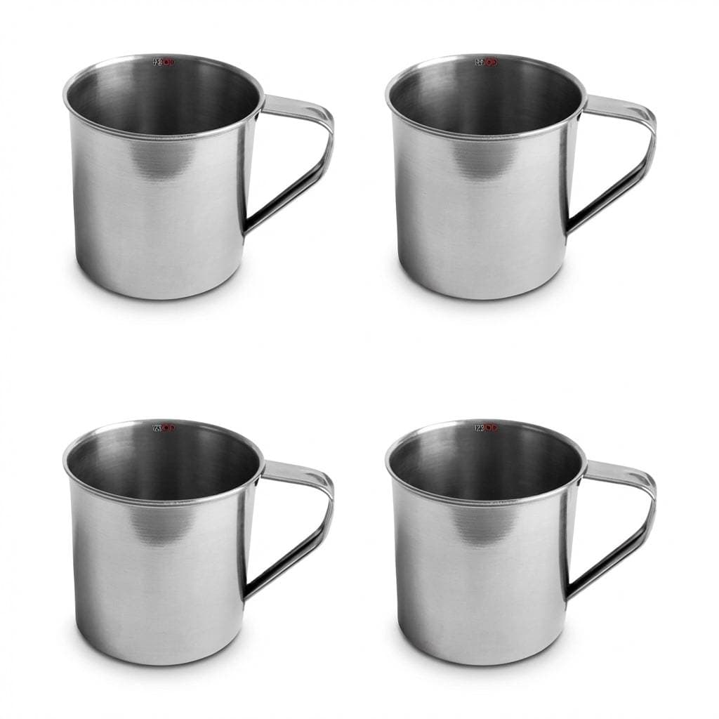 Kit 4 Mini Caneca Aço Inoxidavel Inox Com Alça 150ml Resistente