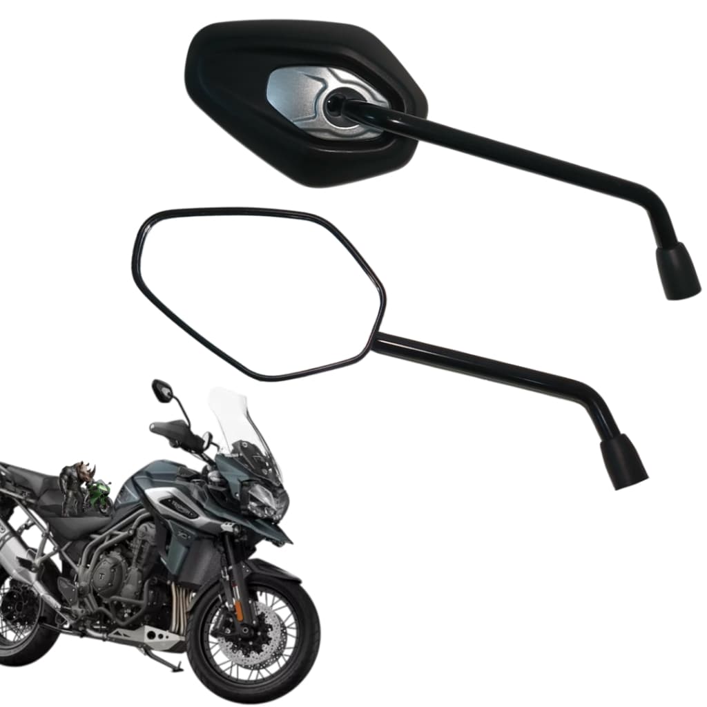 PAR DE RETROVISORES EM ABS MODELO FIXO TRIUMPH TIGER 1200 ROSCA HONDA