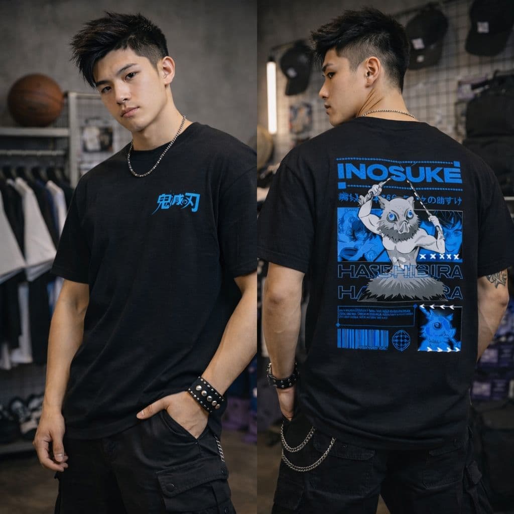 Camiseta Inosuke Camisa Demon Slayer Castelo Infinito Streetwear 100% Algodão Confortável novo lançamento
