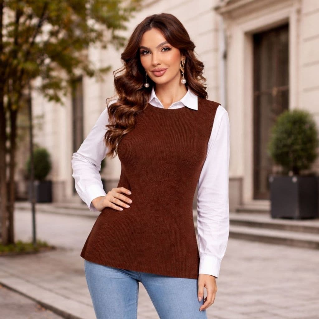 Colete de Frio Feminino Tricot Sueter Inverno Lã Look Sofisticado Conforto Estilo