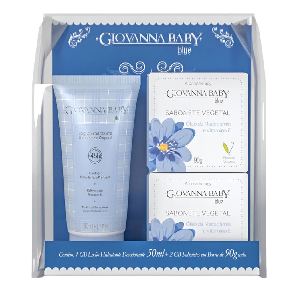 Kit Giovanna Baby Blue Hidratante 50ml + 2 Sabonetes 90g