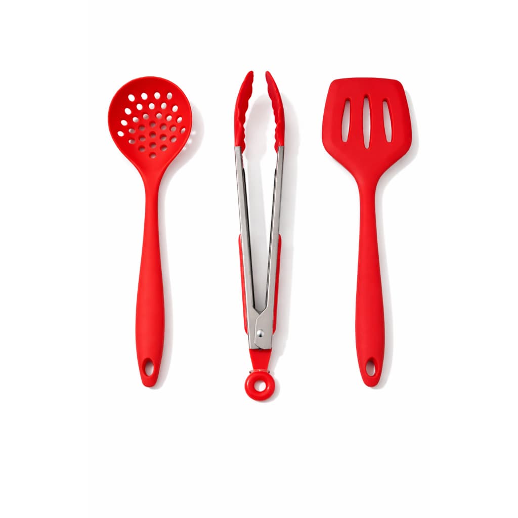 Kit Utensílios de Cozinha Silicone Premium Escumadeira Pegador e Espátula