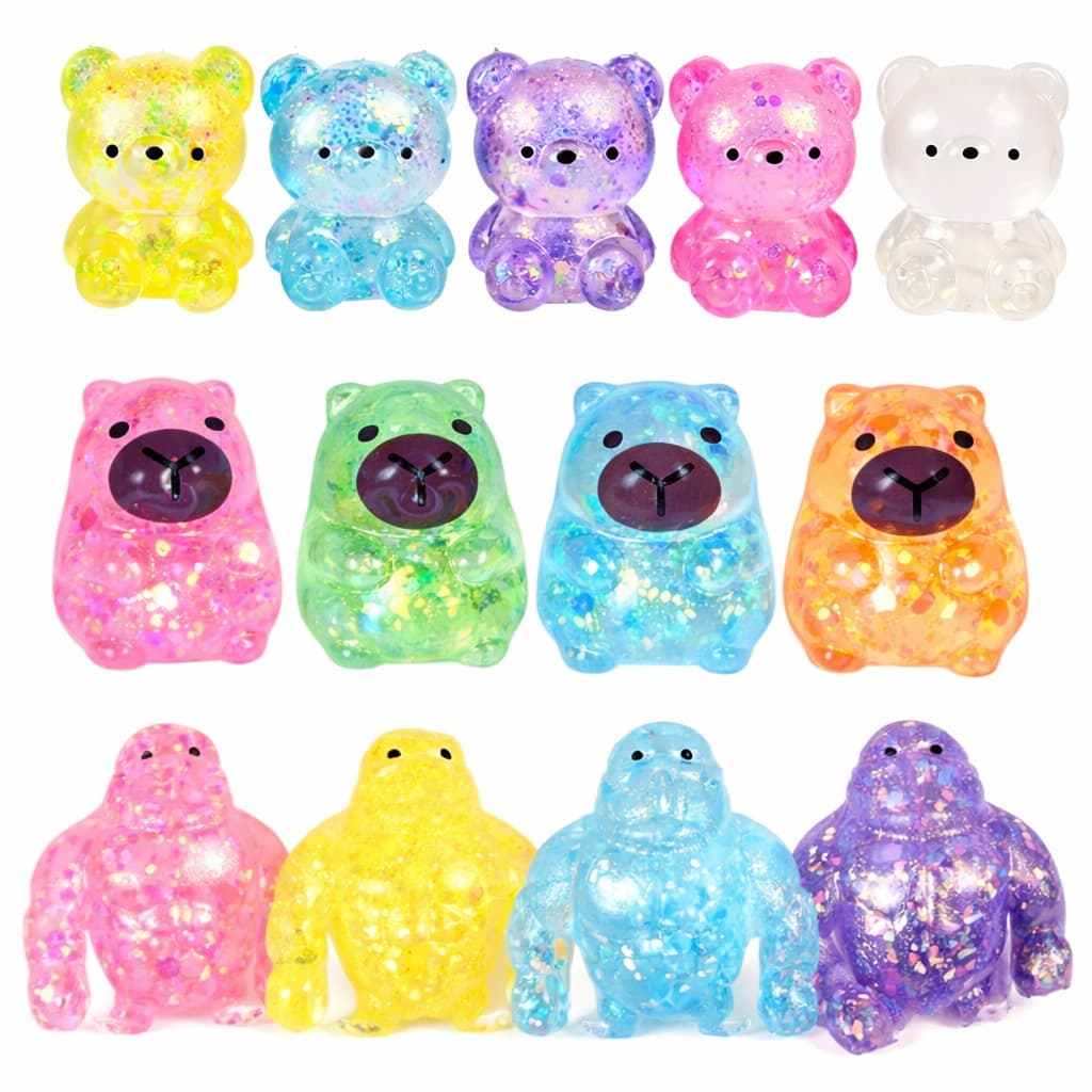 Taba squishi glitter, Brinquedo anti estresse e ansiedade de beliscar relaxante, slime glitter brilha ao apertar